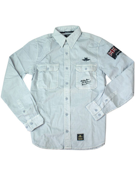 New Zealand NZA Auckland Langarmhemd Hemd NZ 8440 Hellblau Blau UK Flag 5002