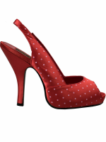 Pin Up Couture Pump Cutie 03 Peep Toe Rot Satin Punkte...