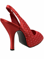 Pin Up Couture Pump Cutie 03 Peep Toe Rot Satin Punkte...