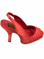 Pin Up Couture Pump Cutie 03 Peep Toe Rot Satin Punkte Rockabilly 50s  5006