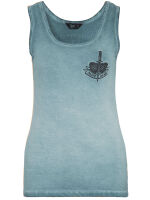 Queen Kerosin Damen Tank Top Alive Dead Rockabilly Used Petrol Blau Shirt 5079