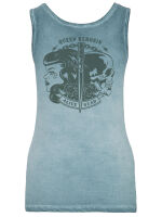 Queen Kerosin Damen Tank Top Alive Dead Rockabilly Used Petrol Blau Shirt 5079