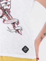 Queen Kerosin Damen Tank Top Fuck The Rules Rockabilly Shirt Weiß Frauen 5067