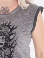 Queen Kerosin Damen Tank Top Shirt Rockabilly Tattoo Girl Grau Inked 5068