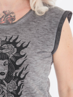 Queen Kerosin Damen Tank Top Shirt Rockabilly Tattoo Girl Grau Inked 5068