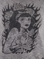 Queen Kerosin Damen Tank Top Shirt Rockabilly Tattoo Girl Grau Inked 5068