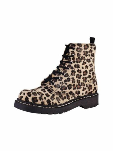 T.U.K. TUK Anarchic Damen 7-Eye Boot Stiefel T2181 Leopard Beige Leo 5005