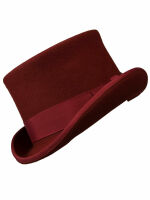Zylinder Made in England Wolle Rot Top Hat Burgundy Tophat Wool Red Hut 5000