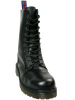 Alpha London 10-loch Boot 4428 mit Stahlkappe Leder Stiefel Unisex Damen Herren Beige Sohle / Schwarze Naht 5050 37