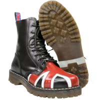 Alpha London 8-Loch Boot Stiefel Union Jack UK Flag Schwarz England Flagge 5004