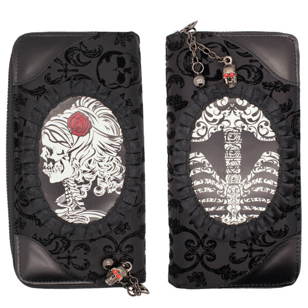 Banned Damen Geldbörse Geldbeutel Cameo Schwarz Gothic Motivauswahl